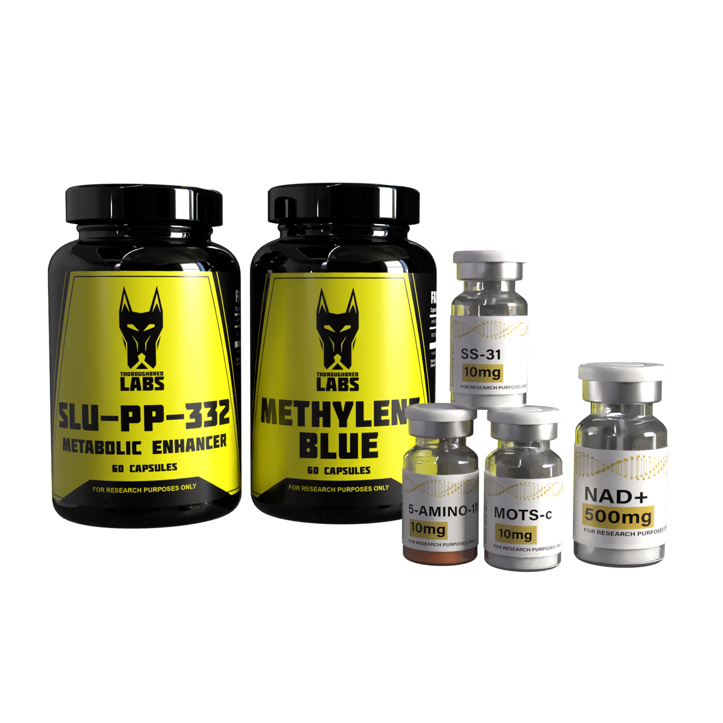 Research Bundle - SS31 10mg / MOTS-c 10mg / 5-Amino-1MQ 10mg / NAD+ 500mg / Methylene Blue / SLU-PP 332