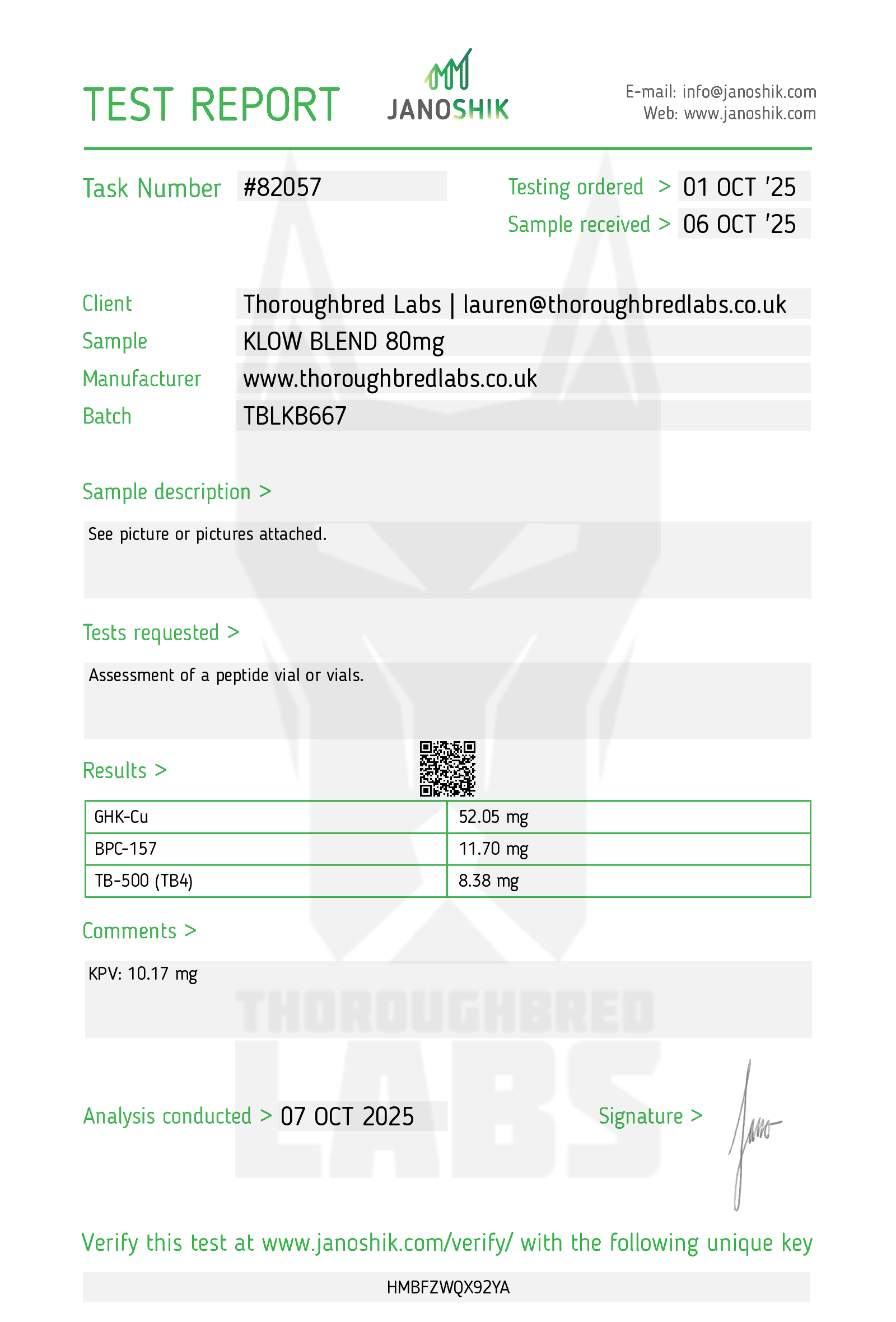 KLOW Blend (BPC157, GHK-CU, TB500, KPV) Vial 80mg